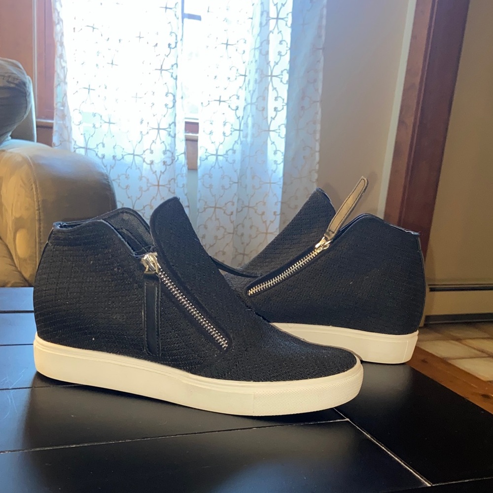 Steve Madden Black Wedge Sneakers